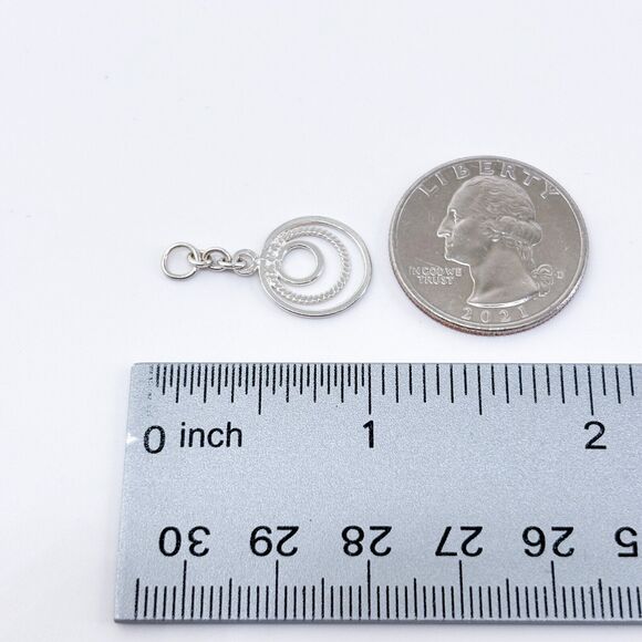 Vintage Sterling Silver 925 Geometric Circle Pendant - Picture 5 of 5